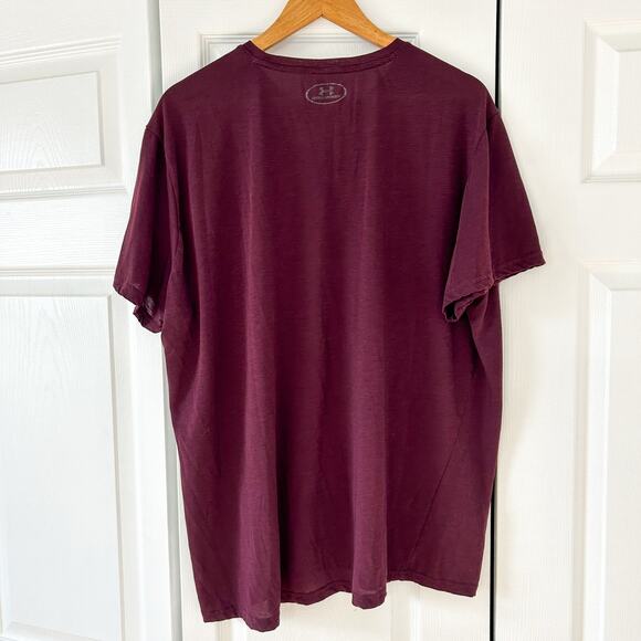 Under Armour HeatGear Run Short Sleeve Performance Shirt Maroon XL - Picture 3 of 3